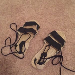 Asos black lace up espadrilles sandal